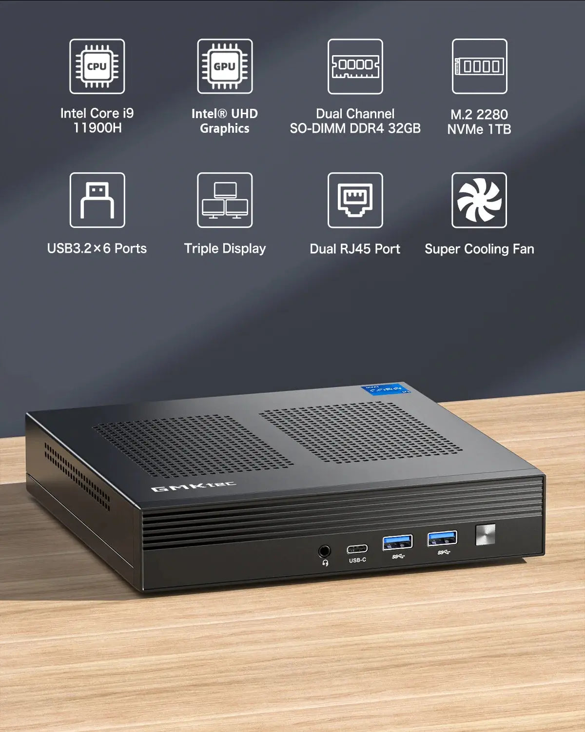 GMKtec NucBox M4 Mini Bilgisayar Intel® 11th Core™ i9-11900H — Ön Sipariş