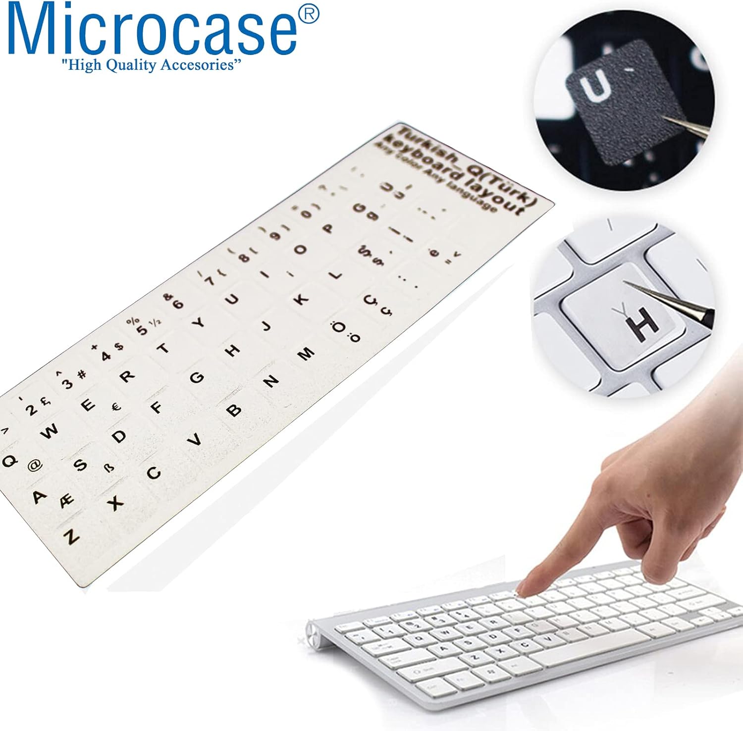 Klavye Etiketi Türkçe Q Beyaz Plastik Silinmez Yırtılmaz