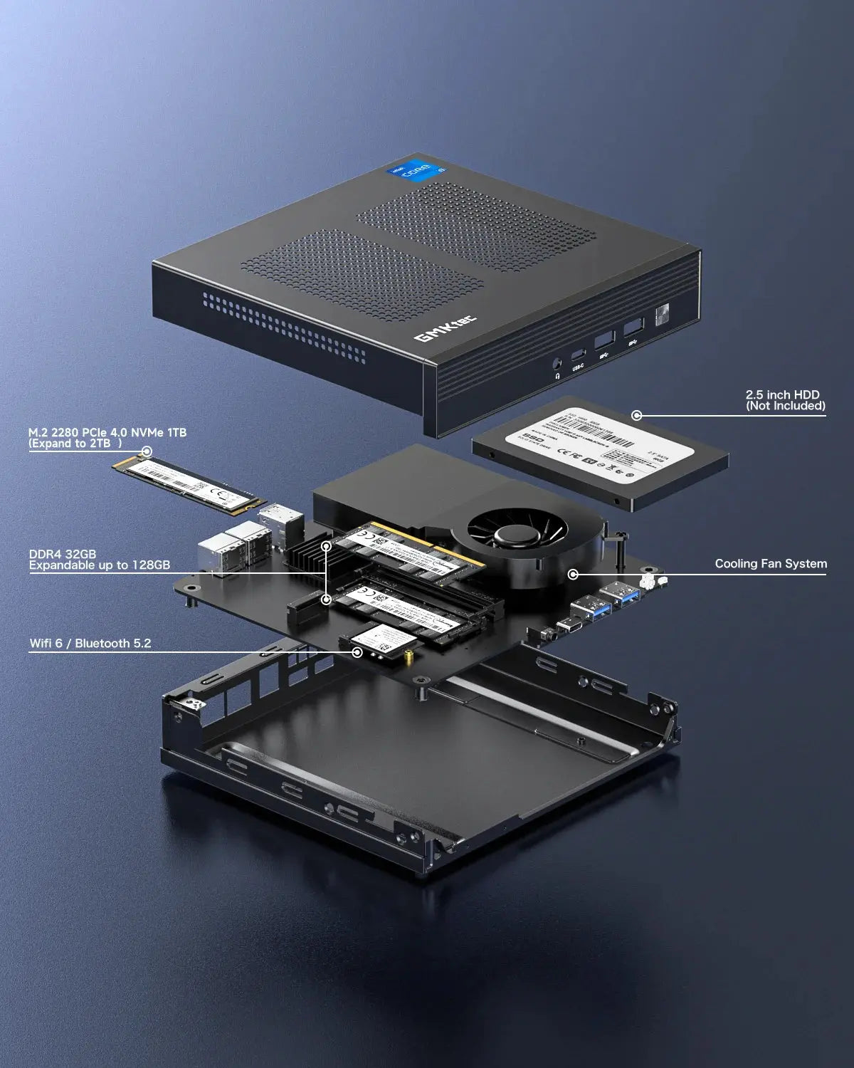GMKtec NucBox M4 Mini Bilgisayar Intel® 11th Core™ i9-11900H — Ön Sipariş