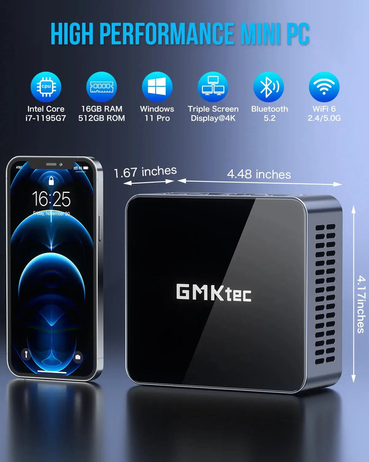 GMKtec NucBox M2 Pro Mini Bilgisayar 11th Gen Intel® Core™ i7 1195G7 — Ön Sipariş