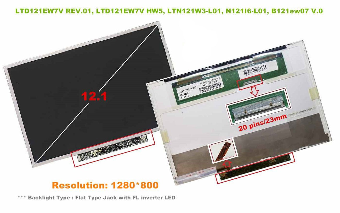 N121IB-L04 B121EW07 V.1 LTD121EW7V LTN121W3-L01 N121IB-L01 Rev.C1 ekran