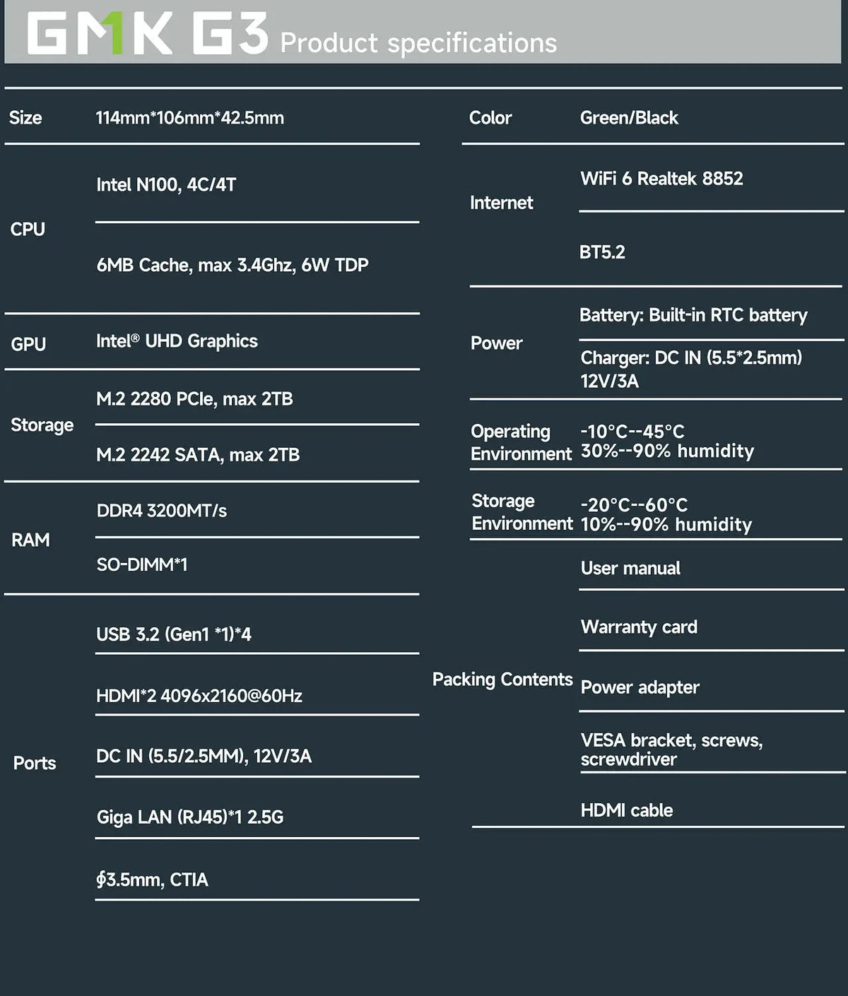 GMKtec NucBox G3 Mini Bilgisayar 12th Intel® Alder Lake N100 — Ön Sipariş