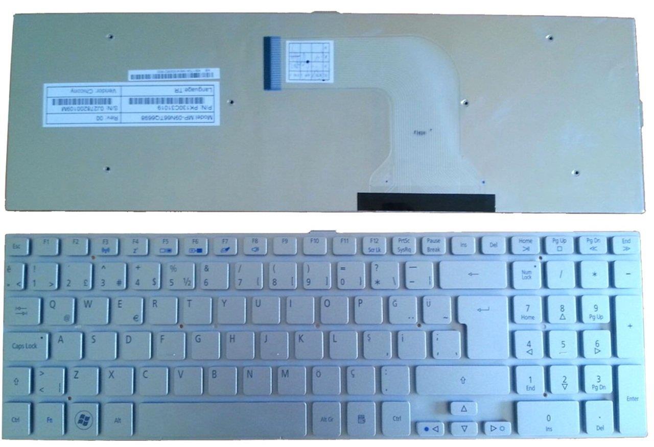 Noteware Acer Compatible aspire 5943 as5943 TURKISH SILVER Notebook Keyboard