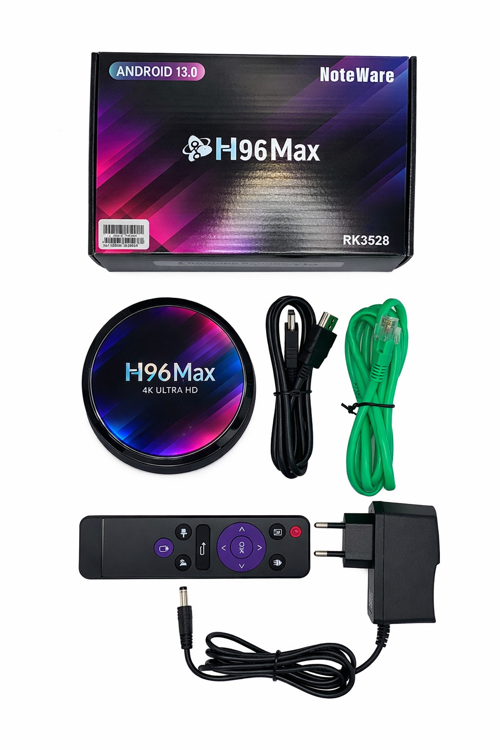 Noteware H96 Max Android TV Box - Android 13 4GB RAM 64GB ROM - WiFi 5G LAN HDMI - Kablolu Kullanım Önerilir