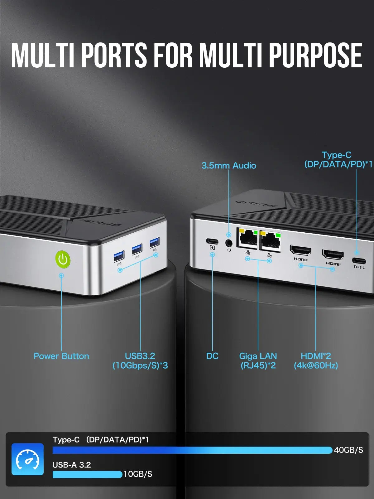 GMKtec G9 Intel® Twin Lake N150 Dual-system 4-bay NAS Mini Bilgisayar — Ön Sipariş