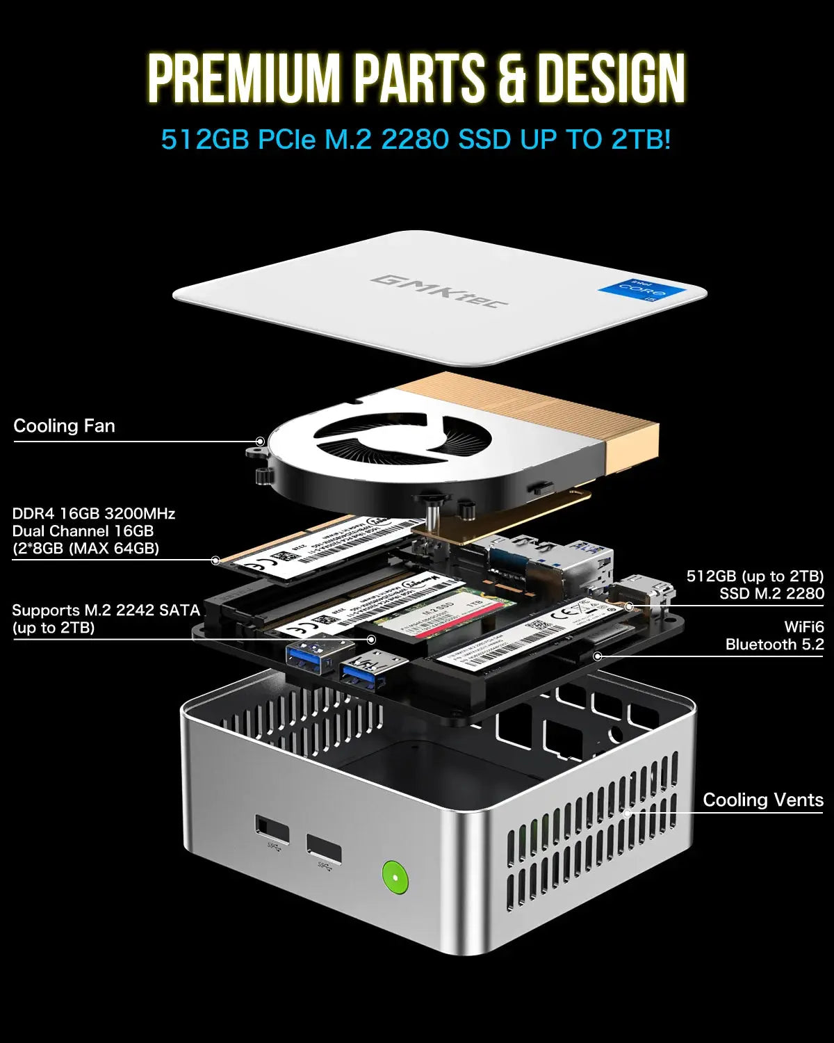 GMKtec NucBox M3 Mini Bilgisayar Intel® 12th Core™ i5 12450H — Ön Sipariş