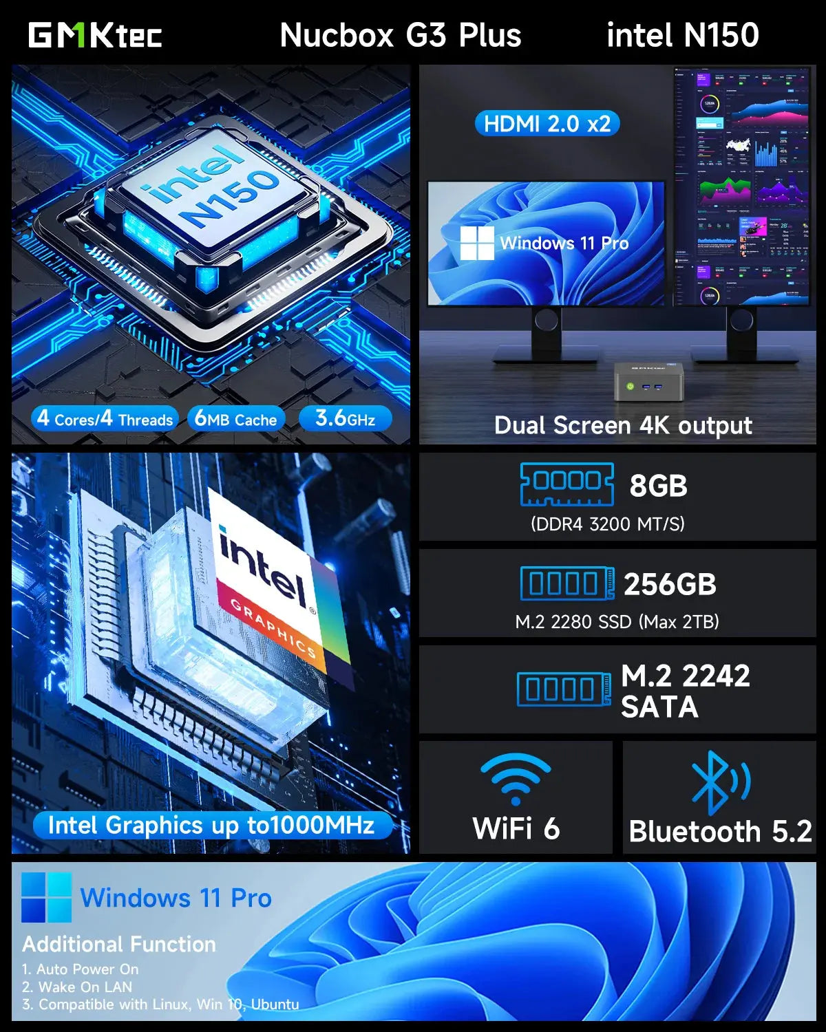 GMKtec NucBox G3 Plus Mini Bilgisayar Intel® 12th Twin Lake N150 — Ön Sipariş