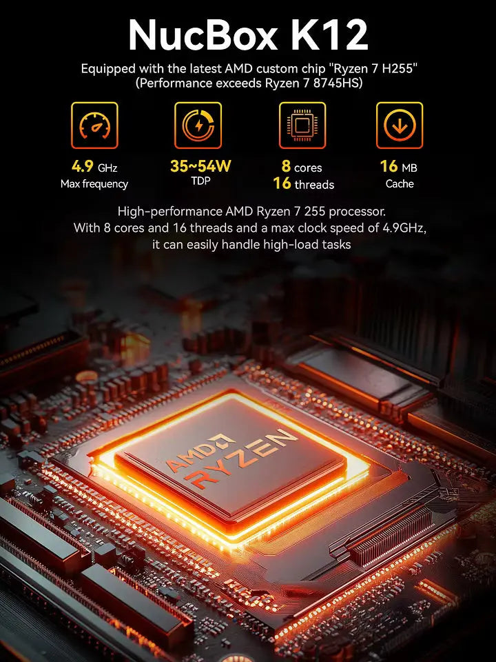 GMKtec K12 AMD Ryzen™ 7 H 255 Gaming Mini Bilgisayar — Ön Sipariş