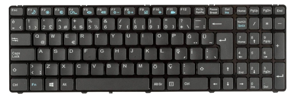 Noteware Casper Uyumlu MT50 MT55 CKY CHY CHD Uyumlu Siyah TR Laptop Klavyesi