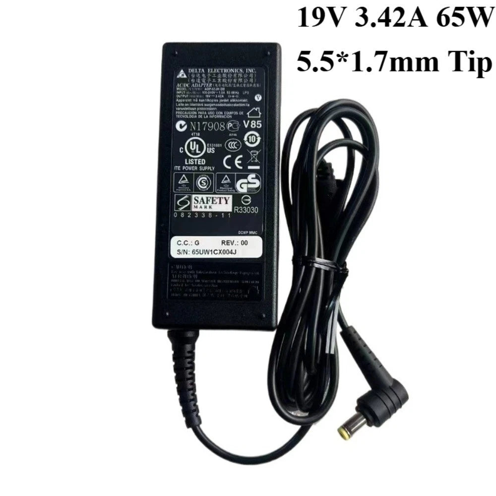 Noteware Delta Acer Uyumlu Notebook Laptop Şarj Adaptörü - ADP-65JH DB ADP-65VH B PA-1650-69 19V 3.42A 65W 5.5x1.7mm