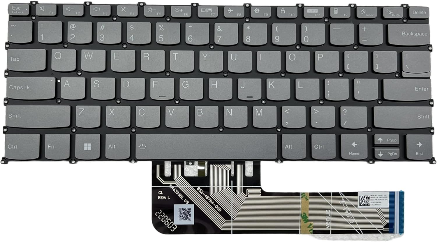 Noteware Lenovo Compatible Ideapad 5-14ALC05 Turkish Notebook Keyboard, Smoke Gray - KL-622
