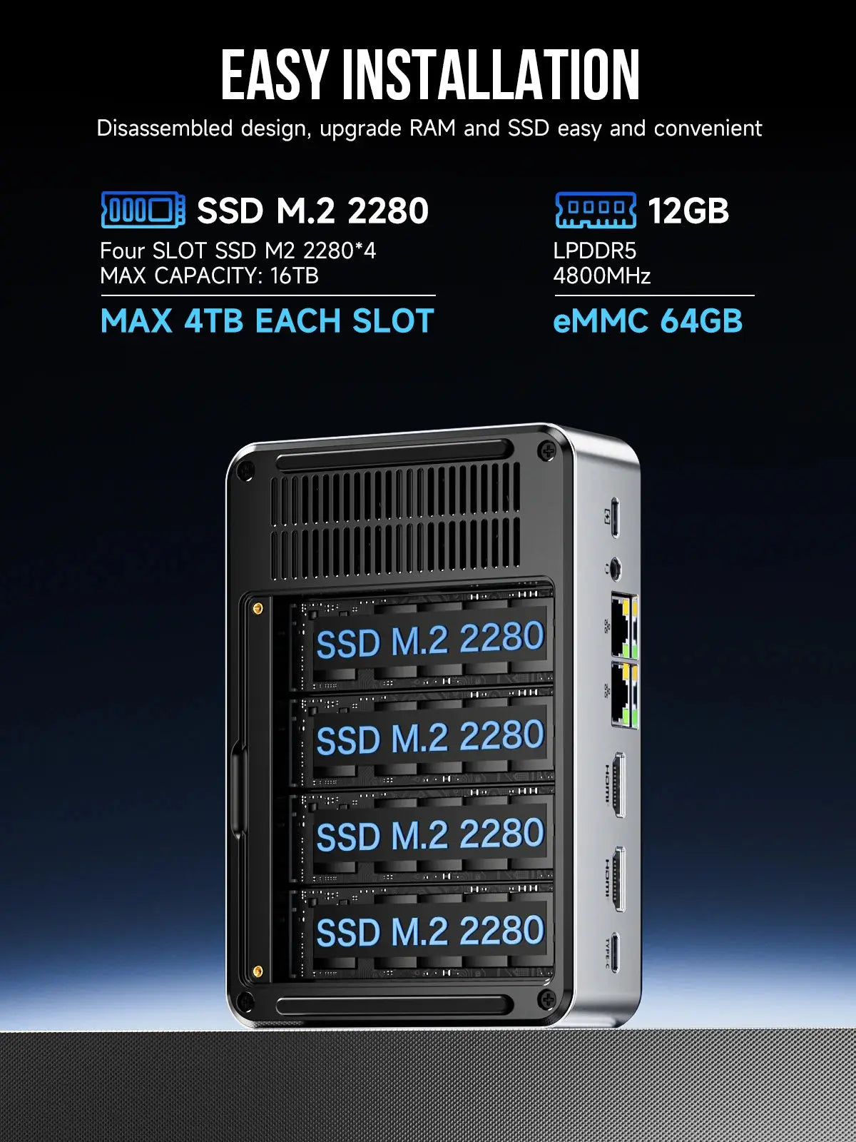 GMKtec G9 Intel® Twin Lake N150 Dual-system 4-bay NAS Mini Bilgisayar — Ön Sipariş
