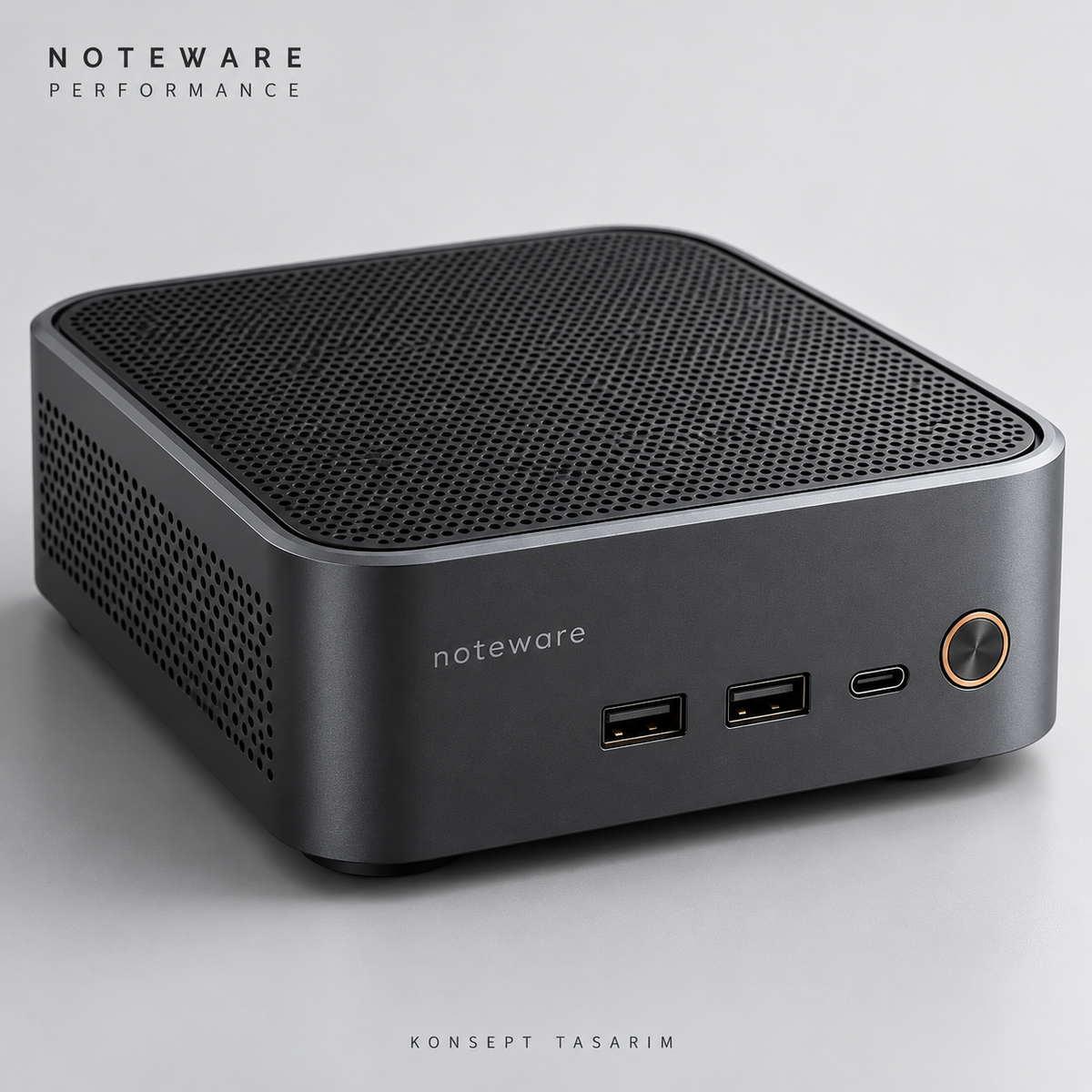 Noteware performance-hero — konsept tasarım; nihai ürün doğrulaması bekleniyor